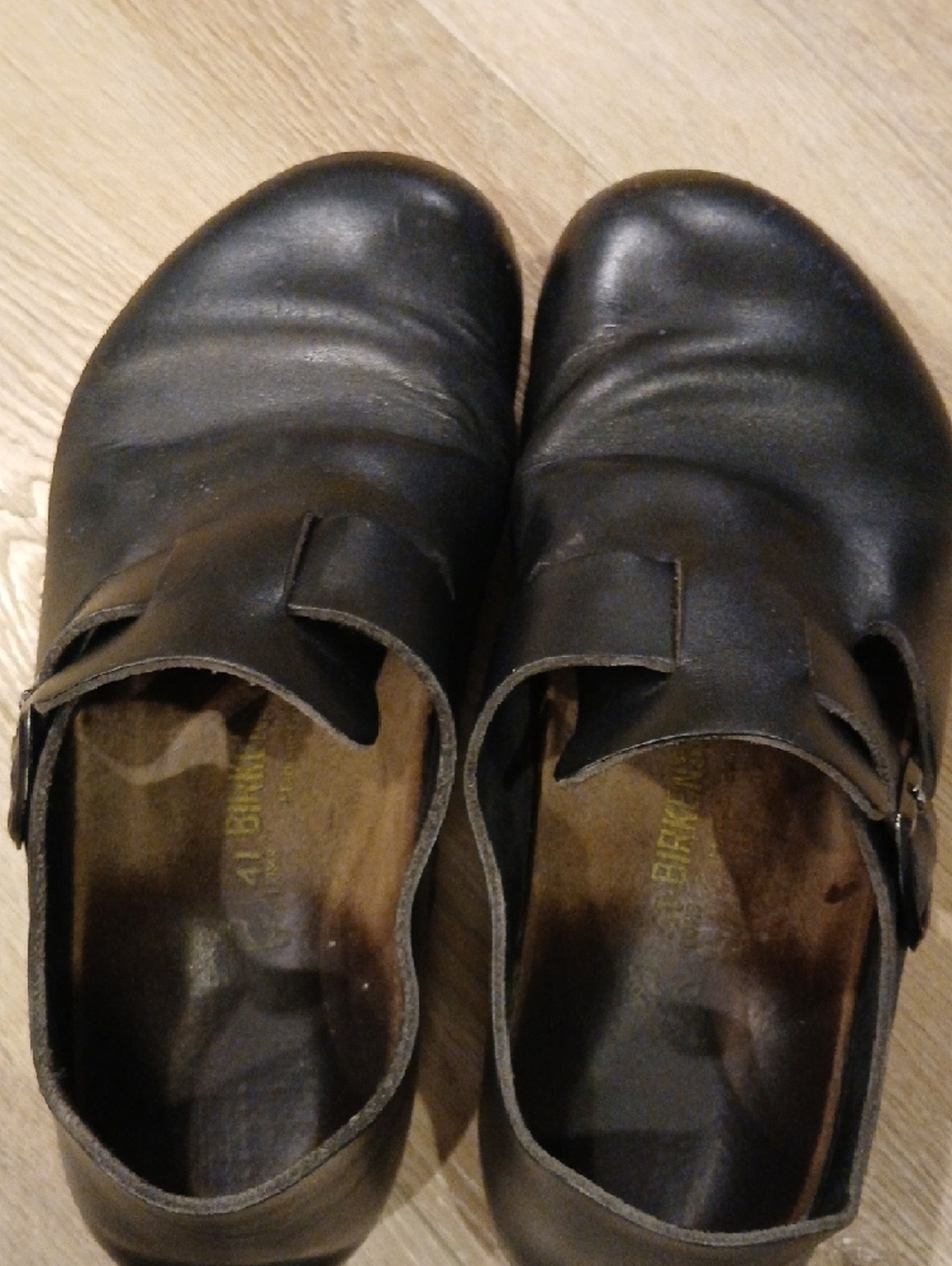 Birkenstock London Clogs  Black Leather Slip On Loafers 41 Men 8 Women 10 - Picture 9 of 9